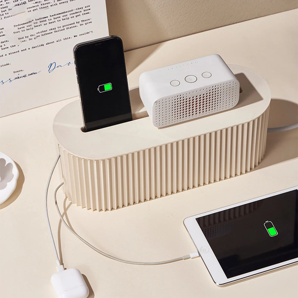 Grote kabelbox voor stekkerblok, beige of grijs