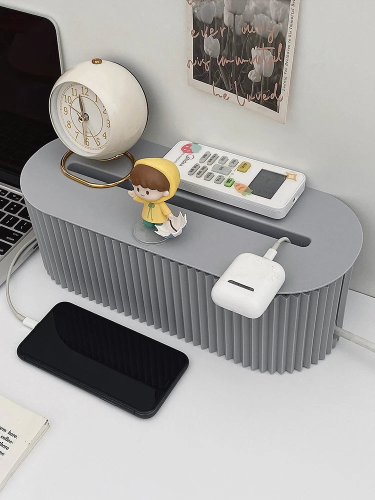Grote kabelbox voor stekkerblok, beige of grijs