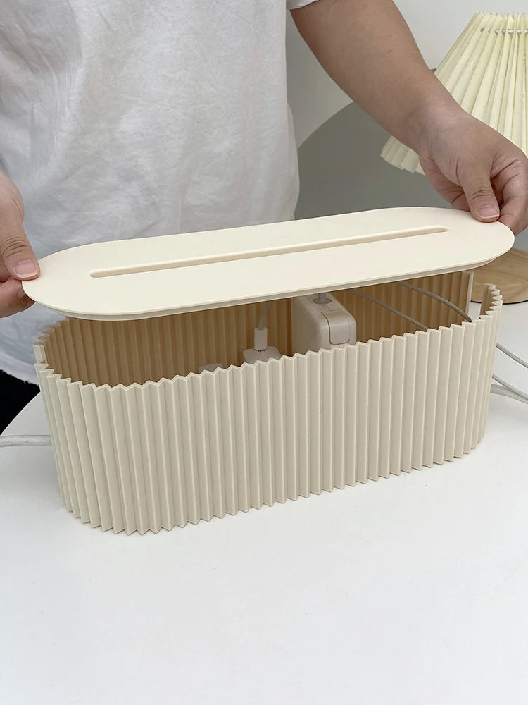 Grote kabelbox voor stekkerblok, beige of grijs