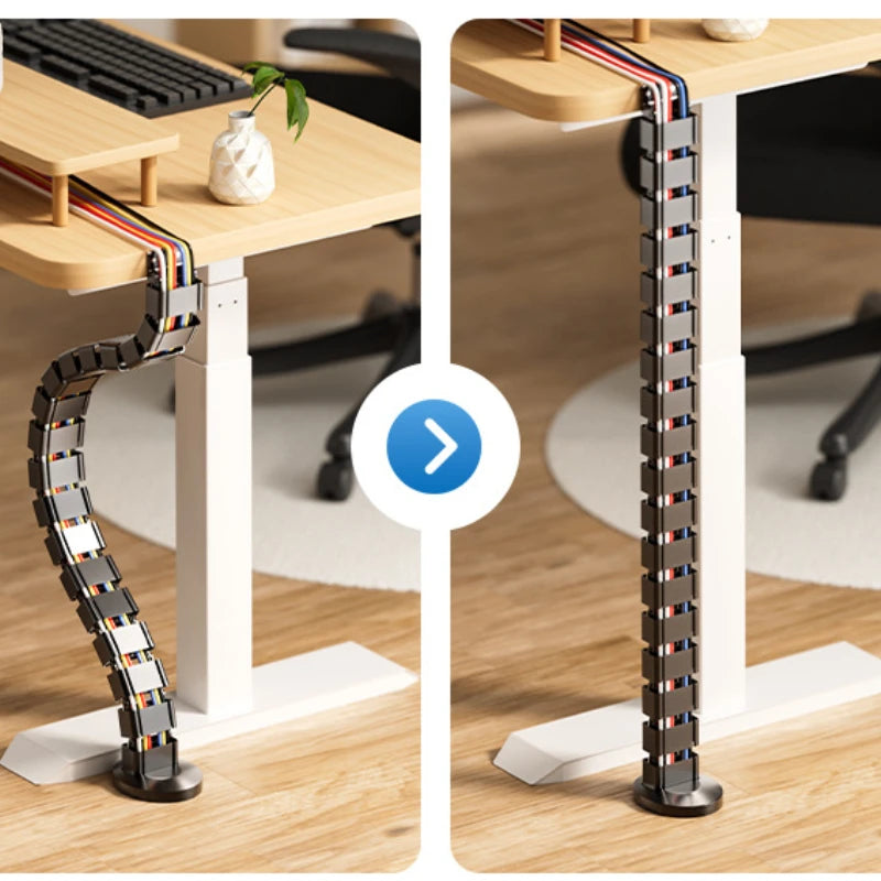 Flexibele kabelslang voor bureau, zwart of zilver