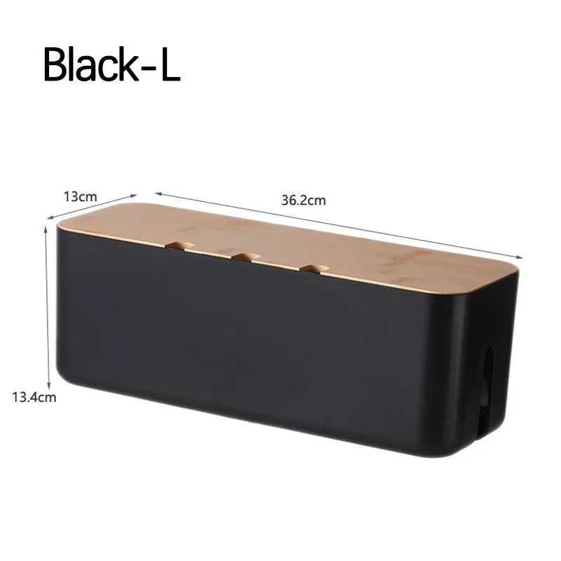 Kabelbox met bamboe deksel, groot model