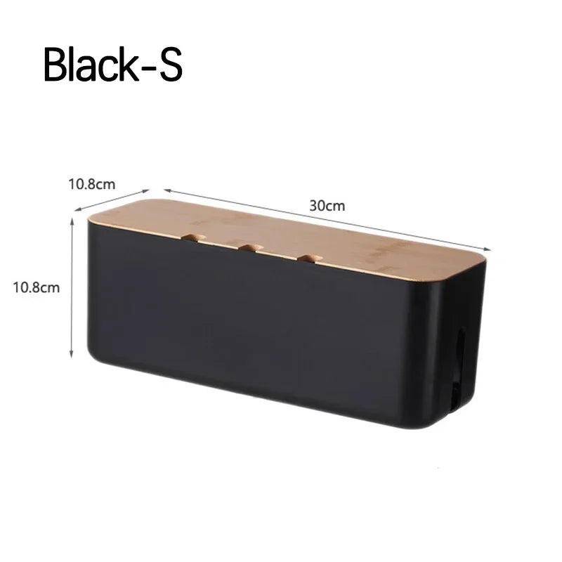 Kabelbox met bamboe deksel, groot model