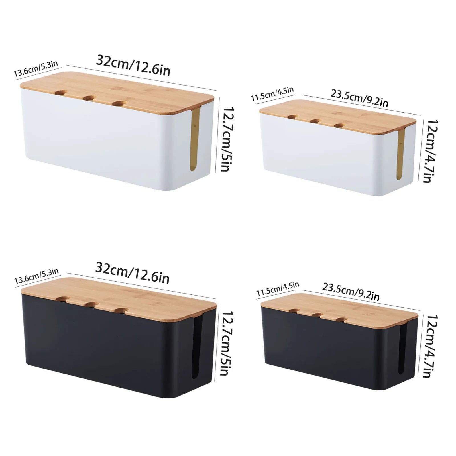 Grote kabelbox in houtlook voor tv en bureau