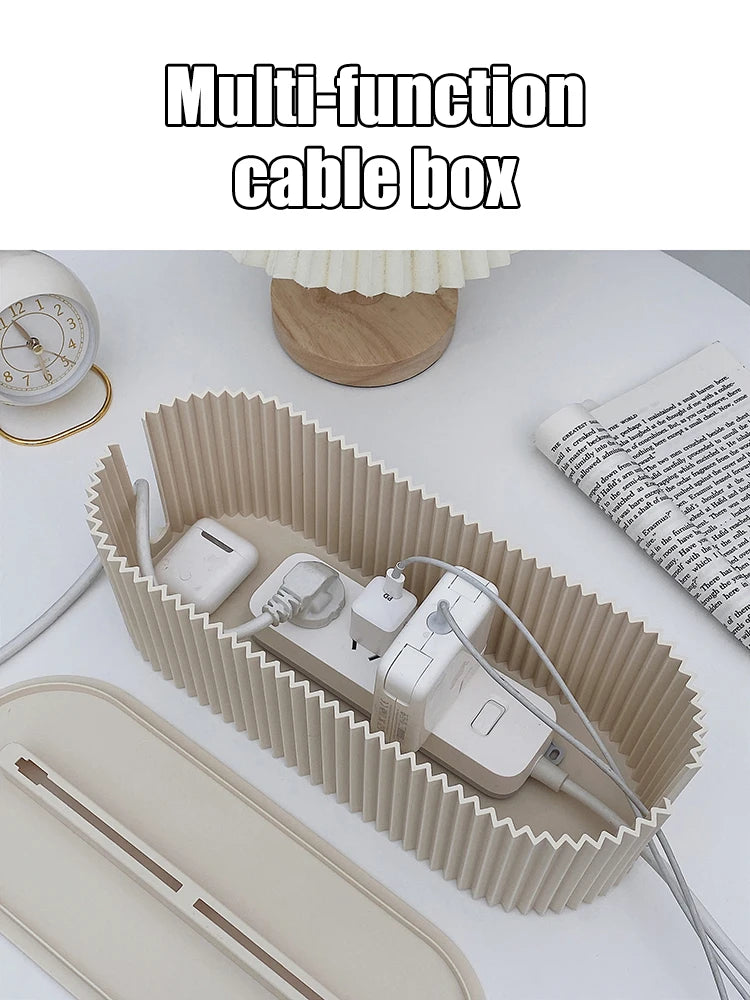 Grote kabelbox voor stekkerblok, beige of grijs