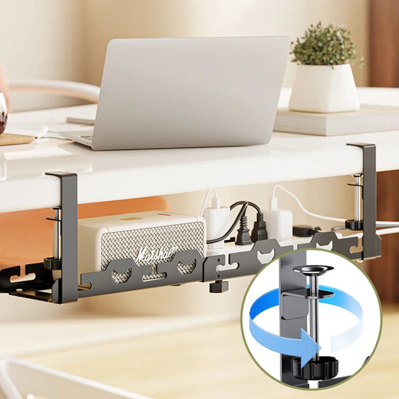 Metalen kabelgoot onder bureau met klem, wit of zwart
