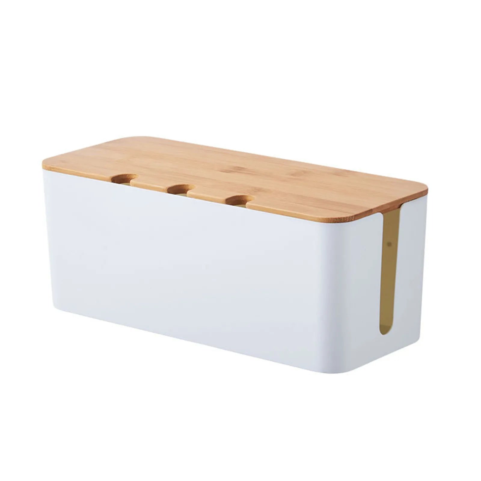 Grote kabelbox in houtlook voor tv en bureau