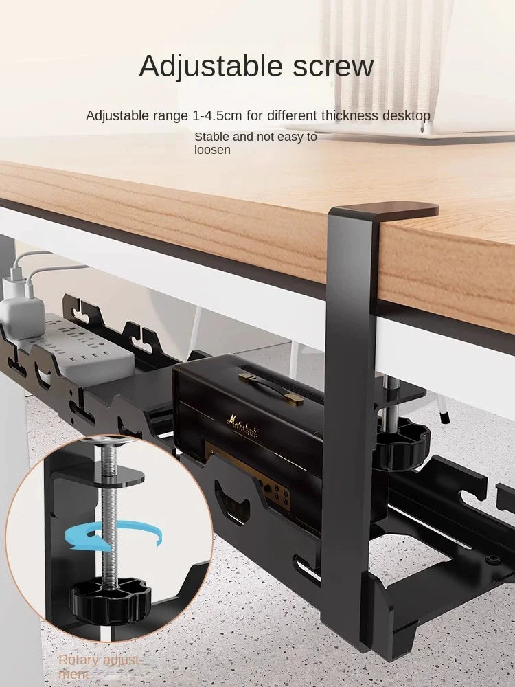 Metalen kabelgoot onder bureau met klem, wit of zwart