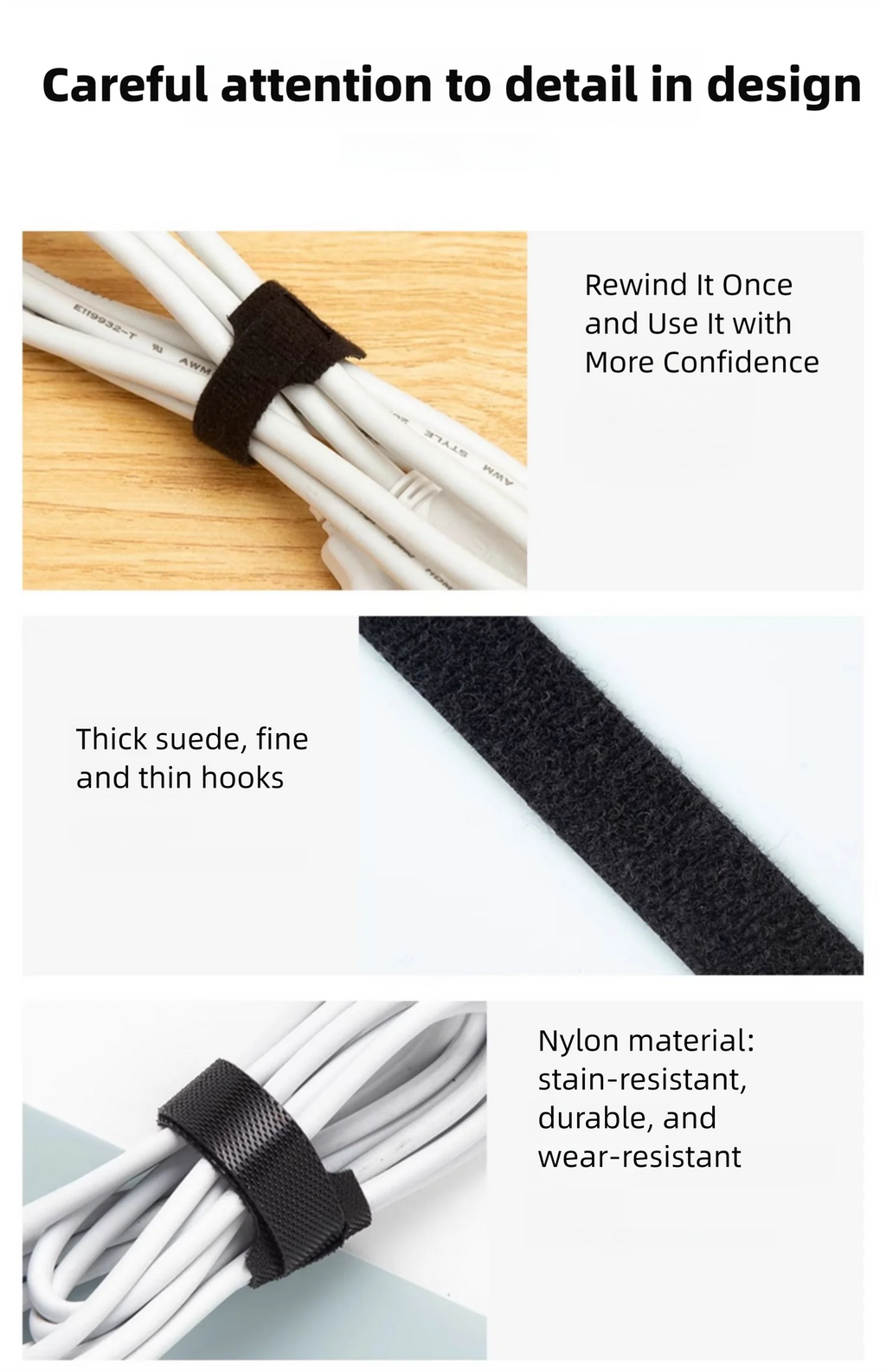 Herbruikbare kabelbinders van nylon klittenband