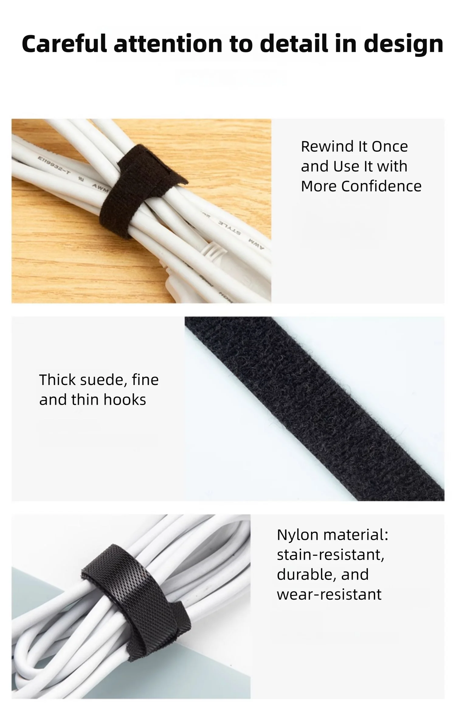 Herbruikbare kabelbinders van nylon klittenband