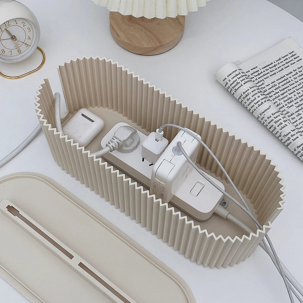 Grote kabelbox voor stekkerblok, beige of grijs
