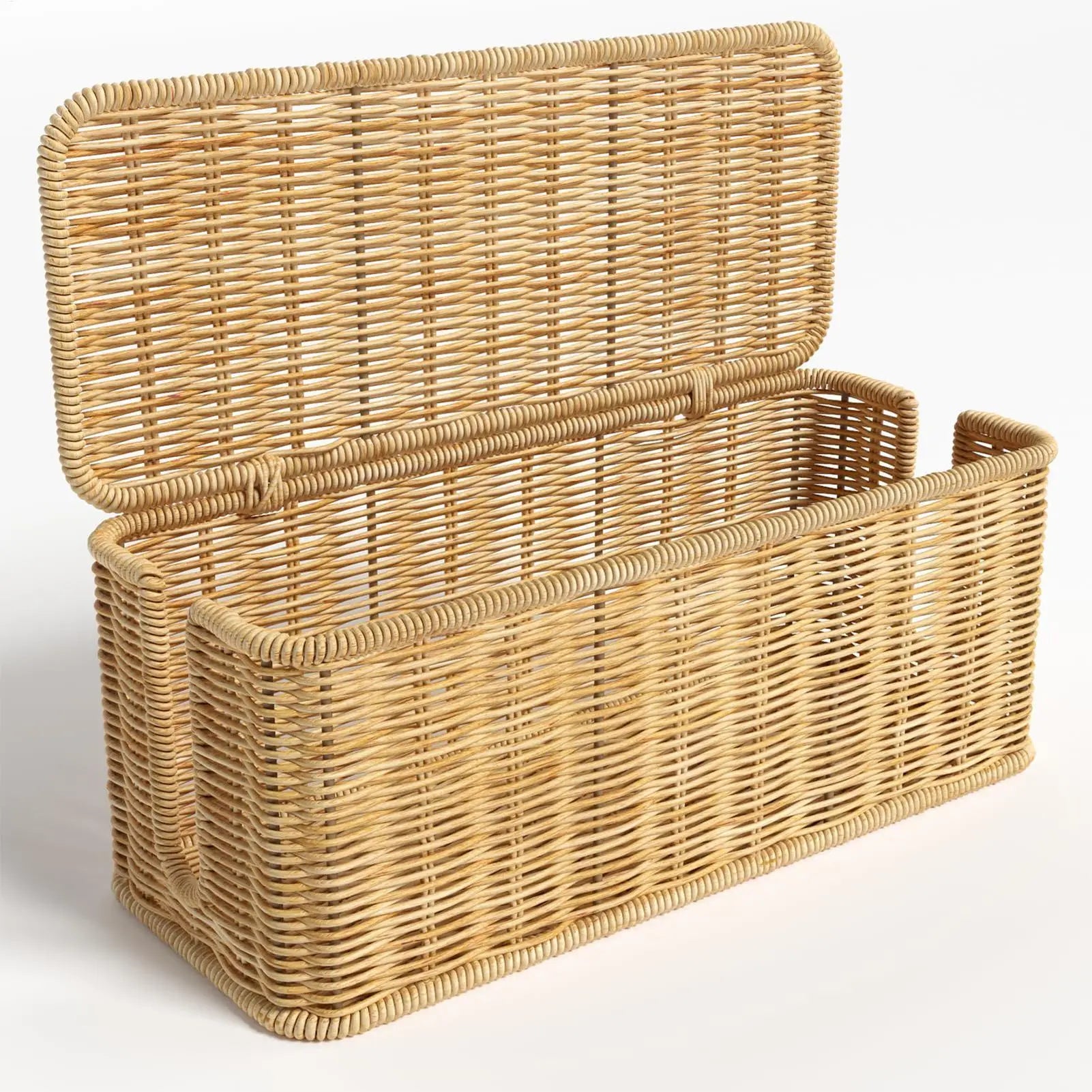 Gevlochten kabelbox met deksel en 2 openingen