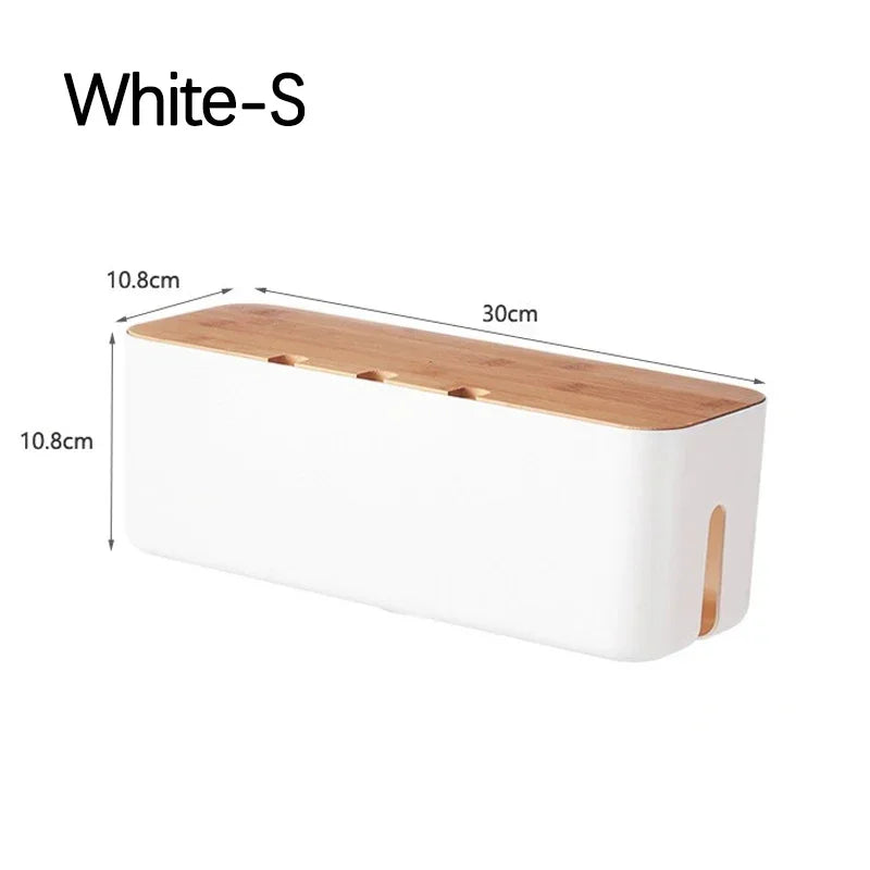 Kabelbox met bamboe deksel, groot model