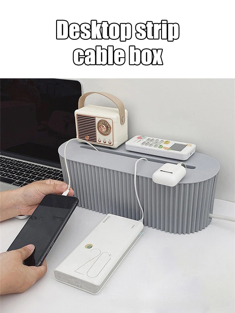 Grote kabelbox voor stekkerblok, beige of grijs