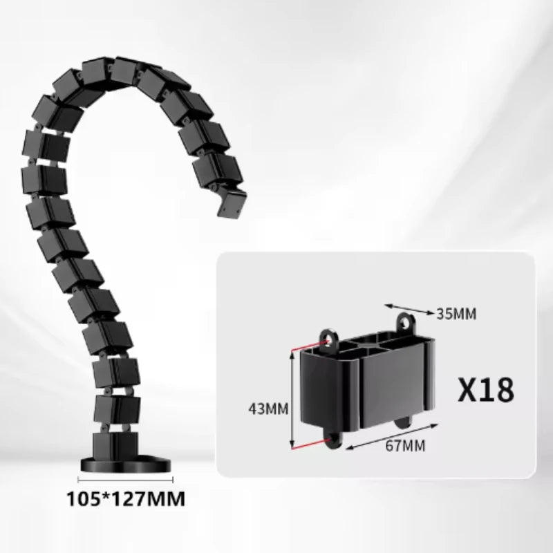 Flexibele kabelslang voor bureau, zwart of zilver