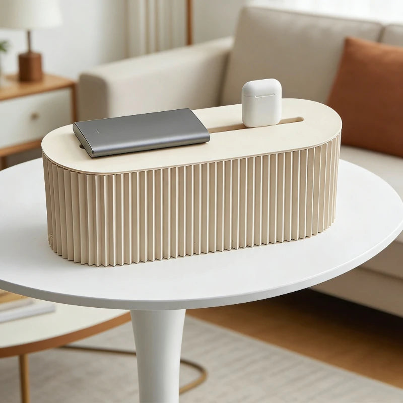 Grote kabelbox voor stekkerblok, beige of grijs