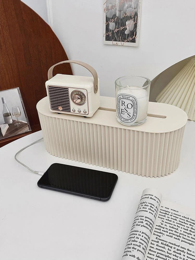 Grote kabelbox voor stekkerblok, beige of grijs