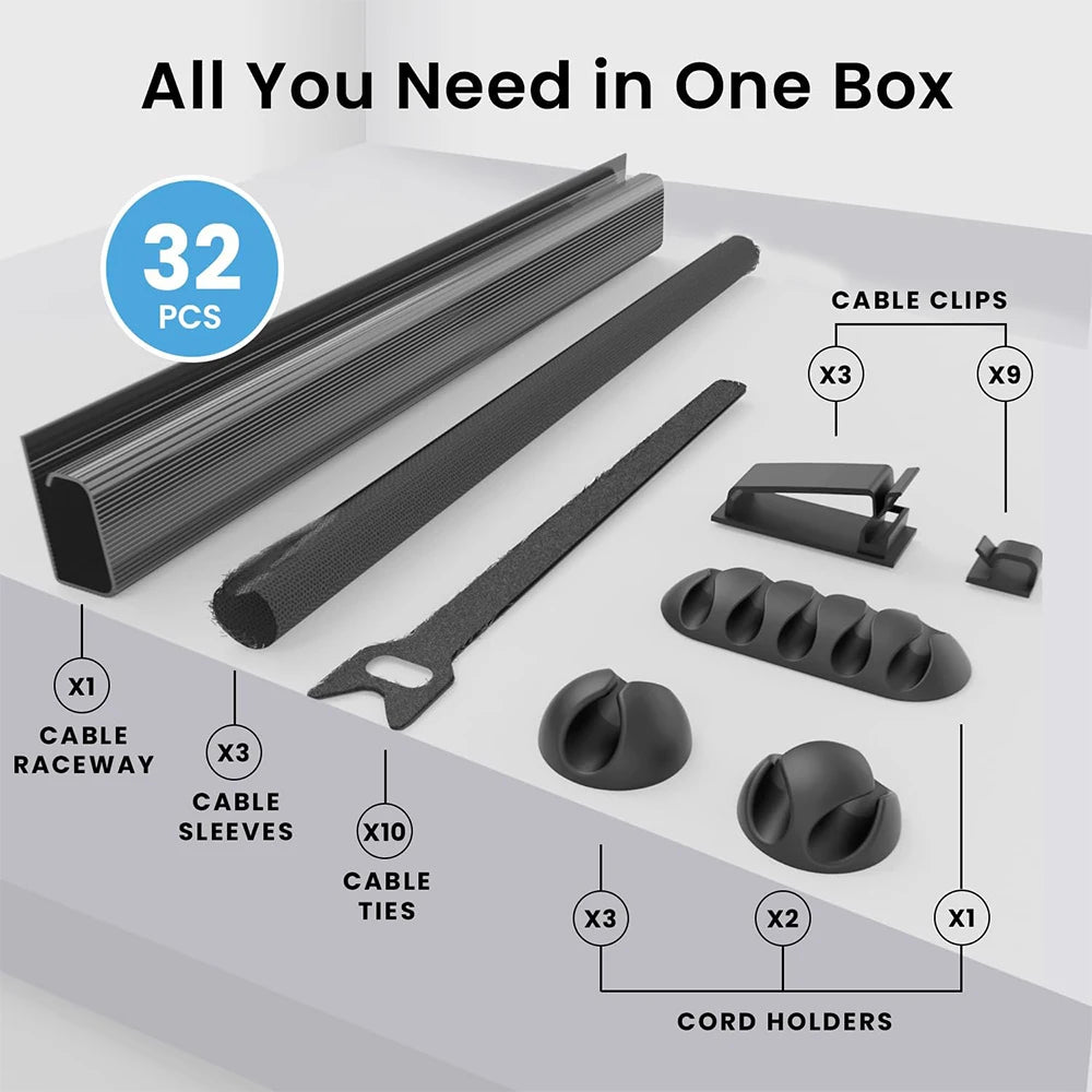 Kabelmanagement kit 32-delig met clips en sleeves