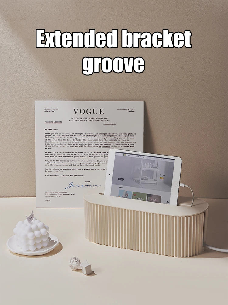 Grote kabelbox voor stekkerblok, beige of grijs