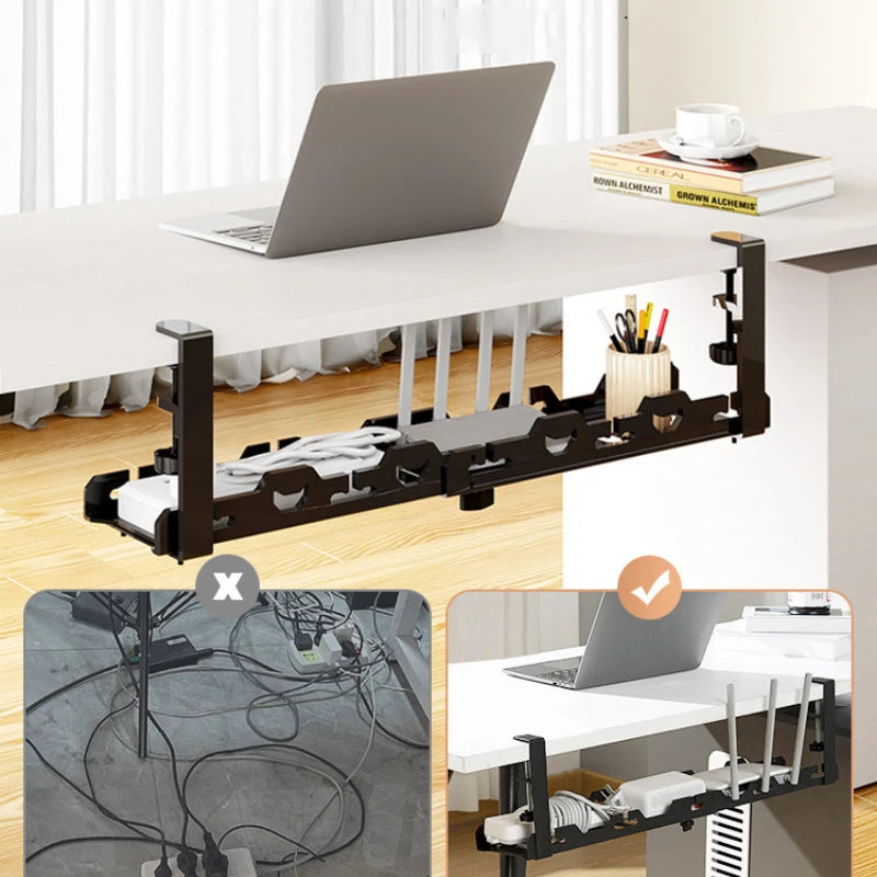 Metalen kabelgoot onder bureau met klem, wit of zwart