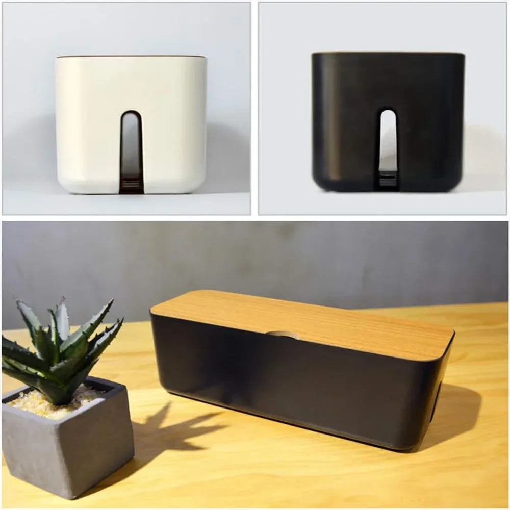 Kabelbox met bamboe deksel, S of L, 1 of 3 gaten