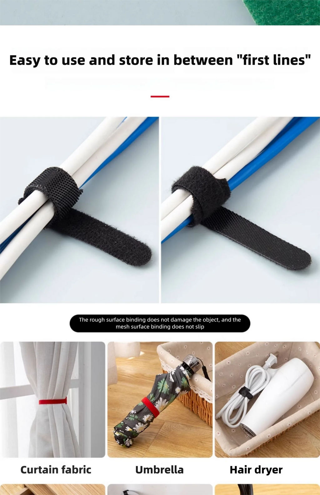 Herbruikbare kabelbinders van nylon klittenband