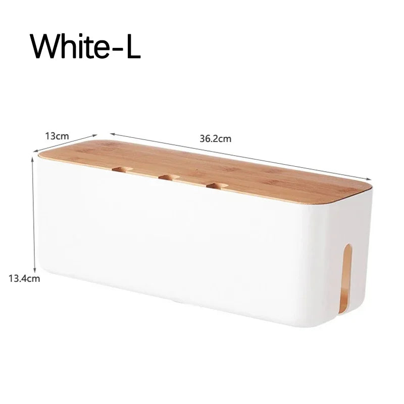 Kabelbox met bamboe deksel, groot model