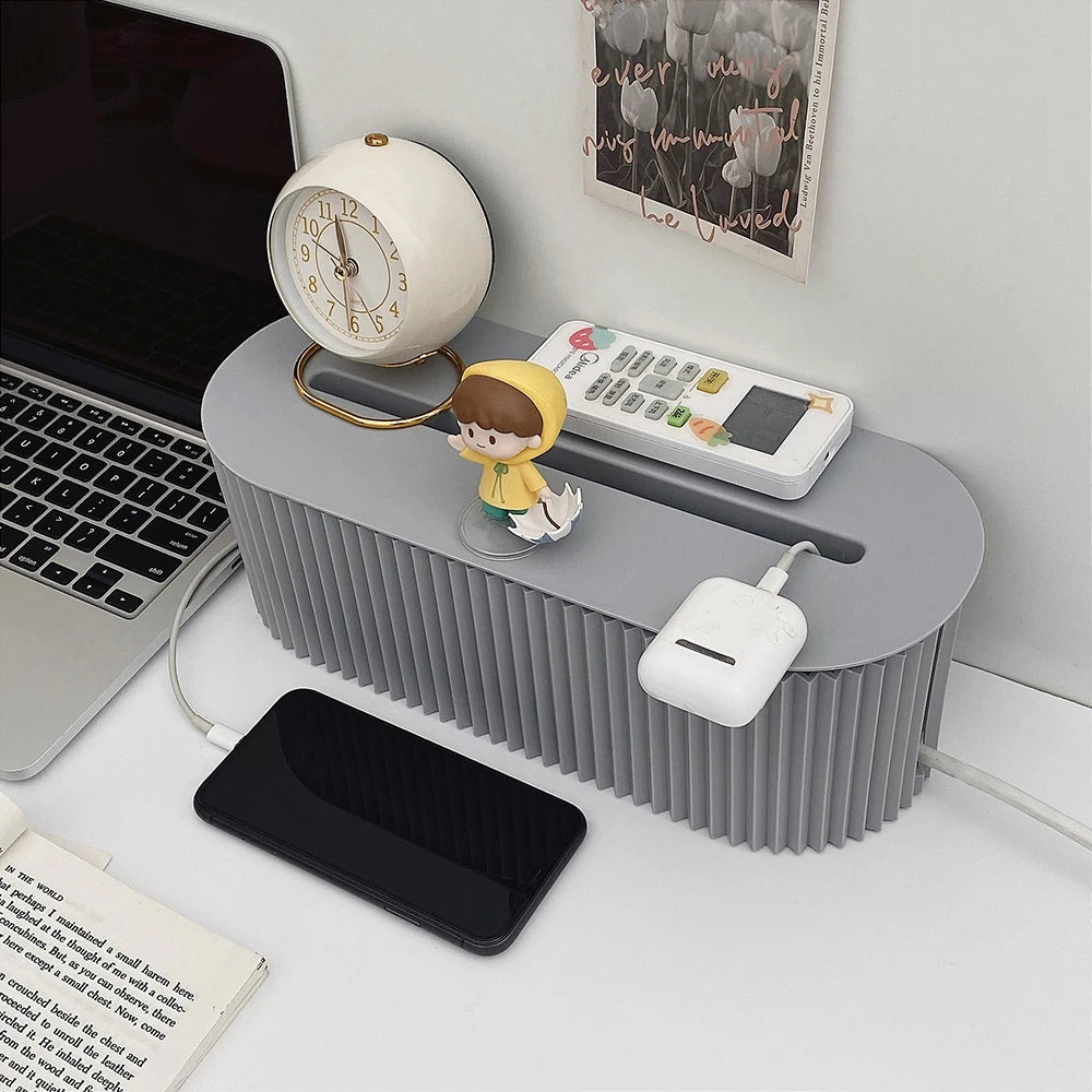 Grote kabelbox voor stekkerblok, beige of grijs